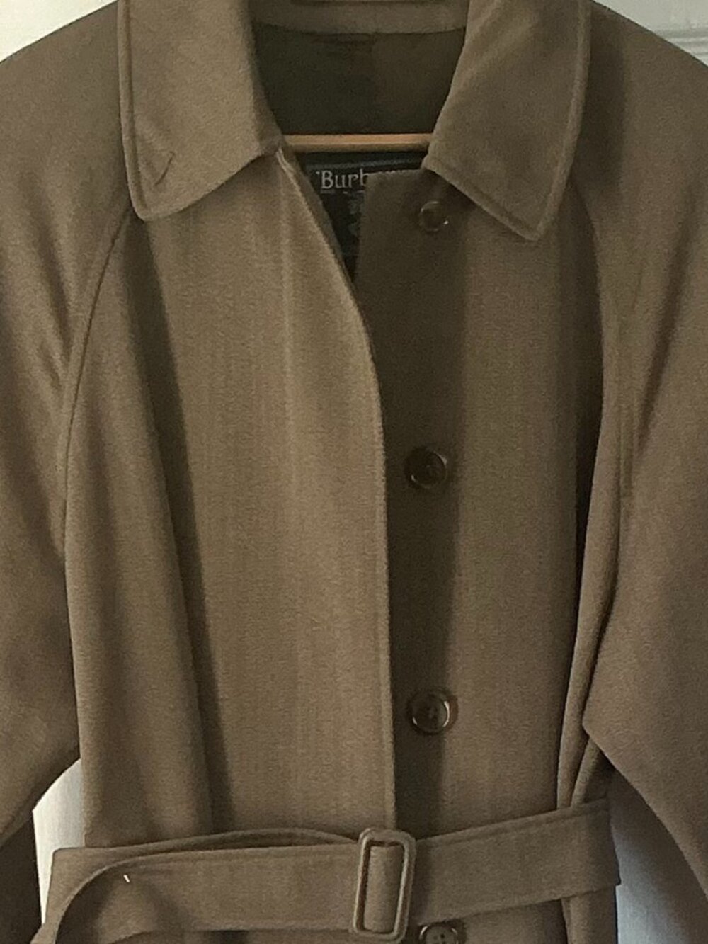 Vintage Burberrys London Loden Green 100% Wool Overcoat Made in England 16 Long